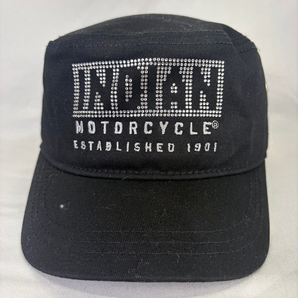 Indian Motorcycle Cadet Hat Rhinestone Logo Women OS Black Adjustable Cap